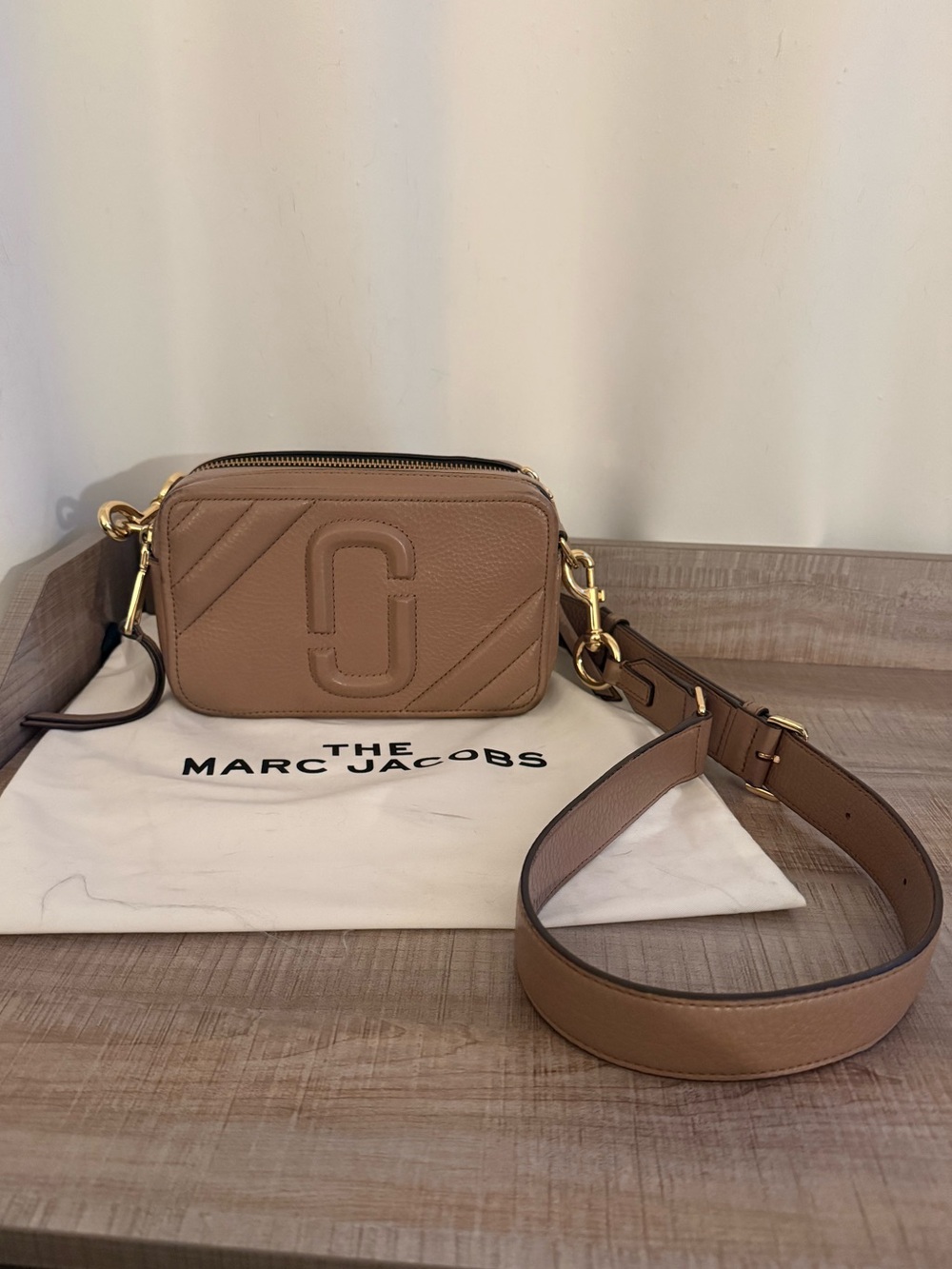 Marc Jacobs Taupe Camera Crossbody Bag